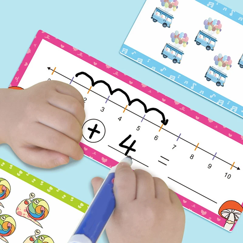 0-20, suma, resta, tarjetas de línea de números de borrado en seco, juego de matemáticas, juguete educativo para el hogar y la escuela