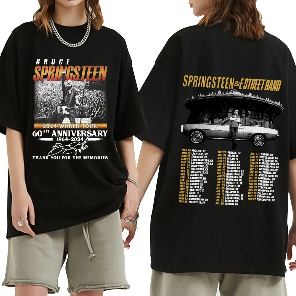 Bruce Springsteen and E Street Band 2024 Tour T Shirt Men's Women Clothing Fashion Vintage Short Sleeve Loose T-shirts Fans Gift