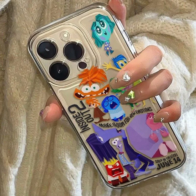 

Чехол для телефона Disney Kawaii Inside Out Joy Sadness Anger Disgust, подходит для iPhone 13 14 15 Pro Max, защитный чехол для телефона, подарок