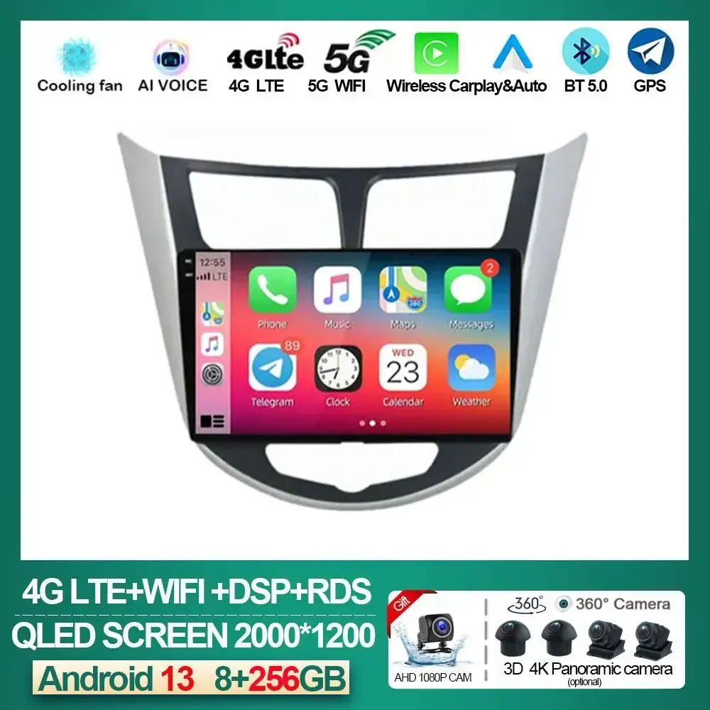 

Android 13 Car Radio for Hyundai Solaris Verna Accent 1 2010 - 2016 Multimedia Video Player 2 Din DVD Head Unit Carplay GPS FM