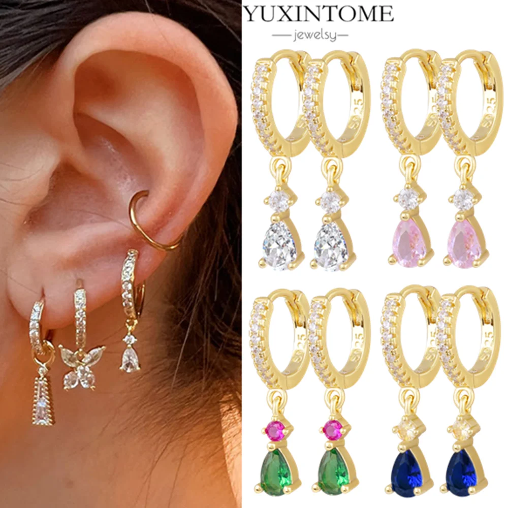 

Новые серьги-гвоздики из стерлингового серебра 925 пробы с геометрическим дизайном «Капля воды» и разноцветными цирконами, подарок для женщин, 2025 год