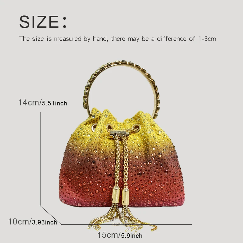 Mini Handbags For Women Luxury Designer Brand Top Handle Bucket Bags 2023 New In PU Inlaid Colored Imitation Diamond Crossbody