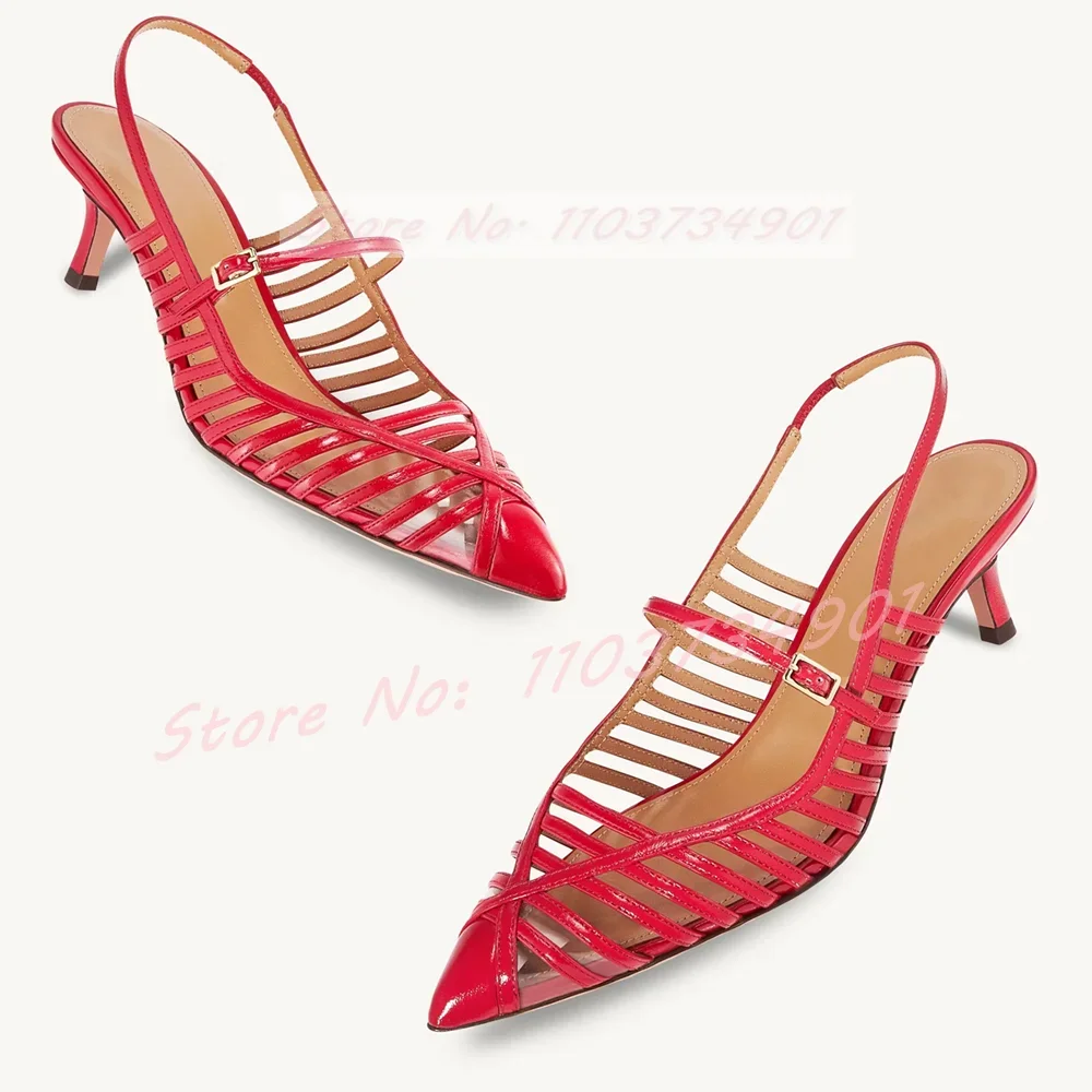 Caged Klar Spitze Zehen Elegante Sandalen Frauen Trendy Schnalle Dünne High Heels Schuhe Damen Sexy Party Casual Große Größe Sandalen