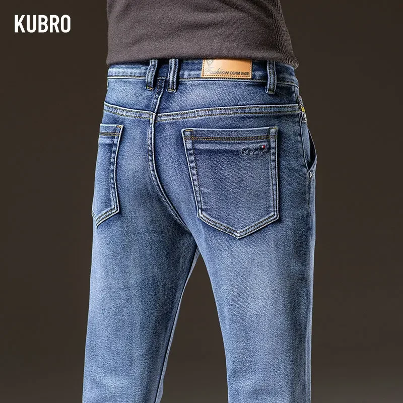 KUBRO Classic Personality Trend Men's Clothing Brand Slim Straight Jeans Business Casual Comfort Denim Simple Style Y2k Clothes