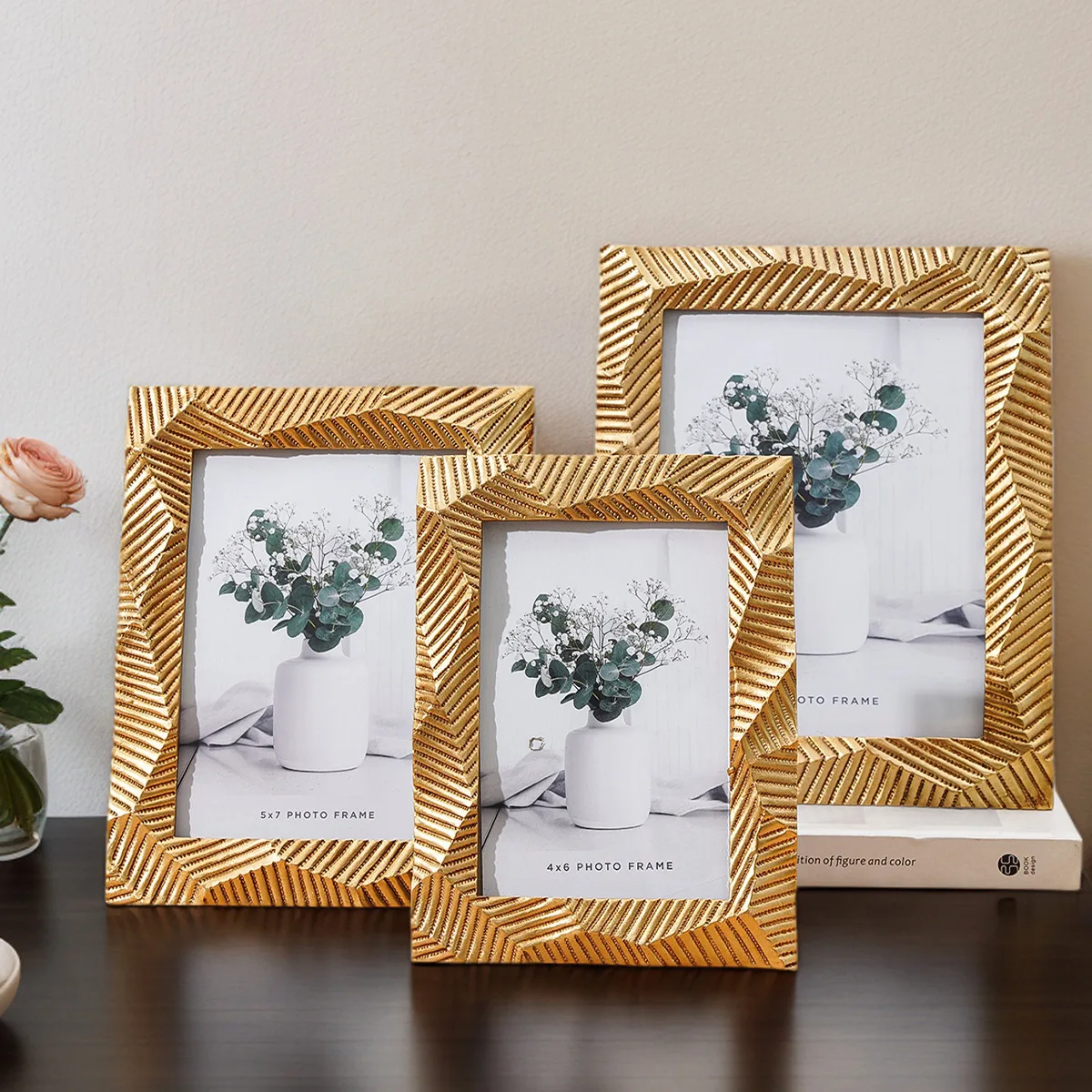 Resin Art Photo Frame - إطار صور ذهبي إبداعي من الراتنج