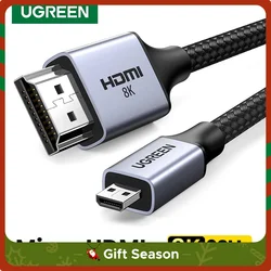 UGREEN Micro HDMI-Compatible to HD 8K/60Hz 4K/160Hz for GoPro Hero Raspberry Pi 4 Sony A6000 Nikon Zfc Action Micro HD 2.1 8K