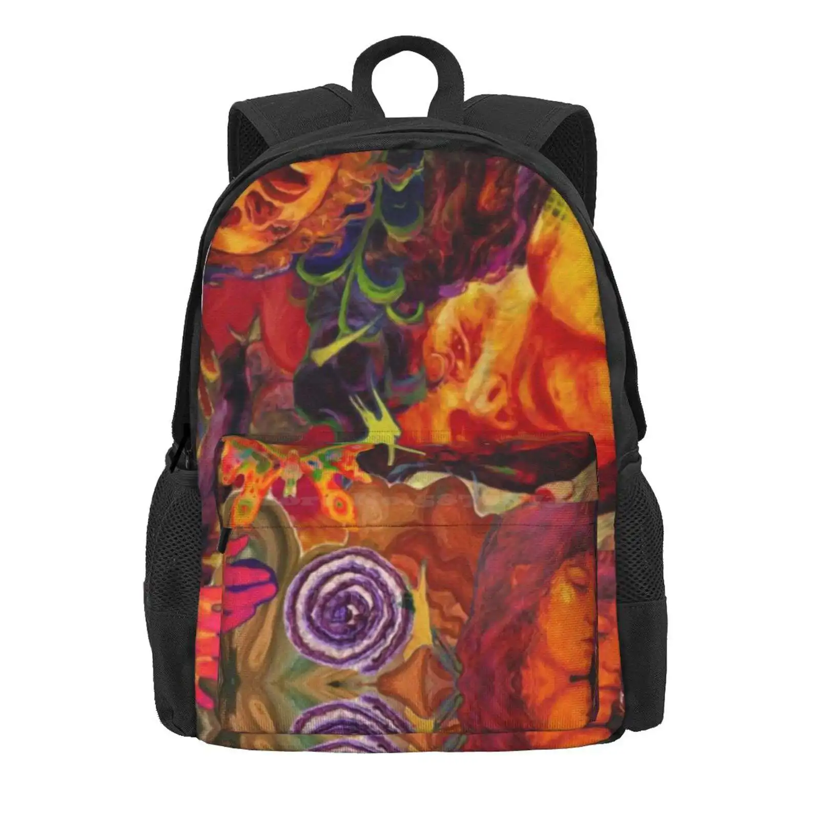 Never More Collage Hot Sale Schoolbag Backpack Fashion Bags Adrianne Lenker Indie Folk Colourful Floral Digital Collage Red