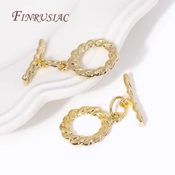 18K Gold Plated Twist Pattern Circel Round Toggle Clasps,High Quality Brass OT Clasp For Necklace Making DIY Jewelry Crafts