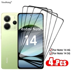 4-1Pcs Glass For Redmi Note 14 Tempered Glass For Xiaomi Redmi Note 14 Screen Protector Screen Glass HD Phone Film Redmi Note 14