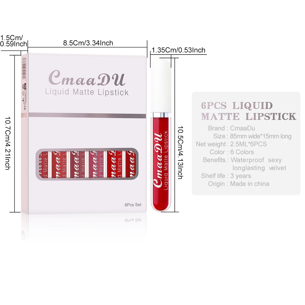6 pezzi di rossetto opaco set di lucidalabbra a lunga durata non sbiadisce tazza antiaderente impermeabile regalo squisito vacanza quotidiana universale