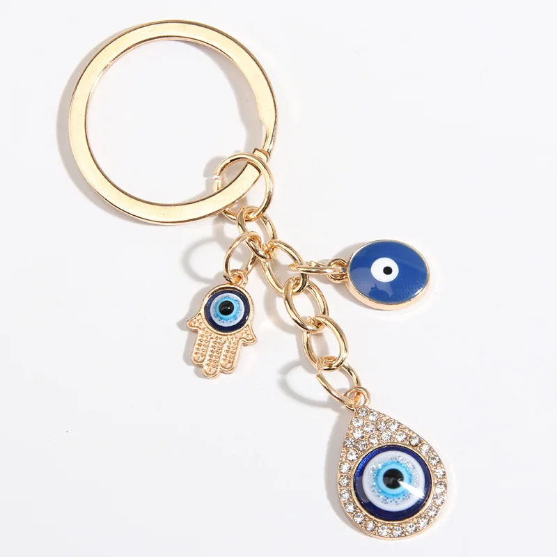 2025 New Heart Shaped Palm Water Drop Devil's Eye Pendant Suitable for Men and Women Accessories Keychain Keychain Holiday Gift - Image 4