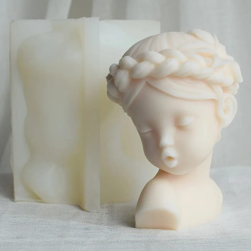 Lily flower tray braid girl scented candle Silicone mold DIY human figure plaster mold epoxy resin drop glue decoration