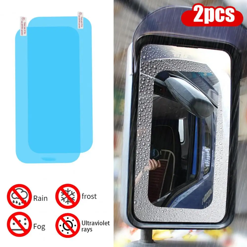 2Pcs Rearview Film Large Hydrophobic Waterproof Anti-ultraviolet Anti-fog Film Adhesive Mirror Protective Film For Truck