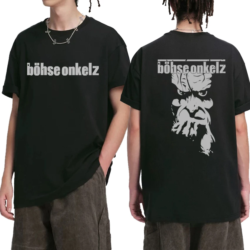 Hot Rock band böhse onkelz Double Sided print short sleeve T-shirts Men Women vintage Hip Hop streetwear Unisex Cotton T shirt