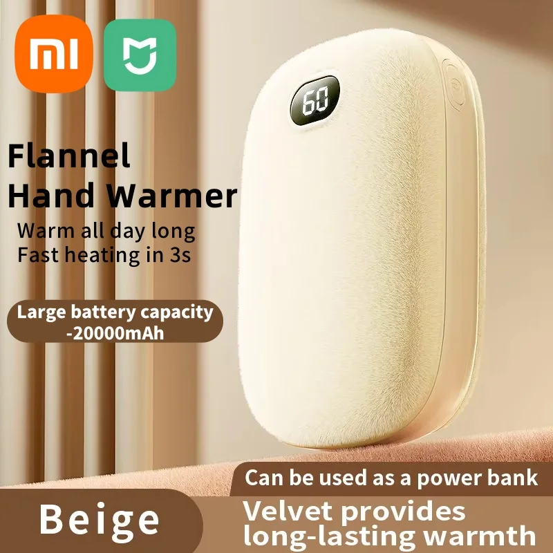 Xiaomi Rechargeable Hand Warmer Flannel Portable Mini Hand Warmer 20000 mAh Large Capacity Men Women Camping Travel Office