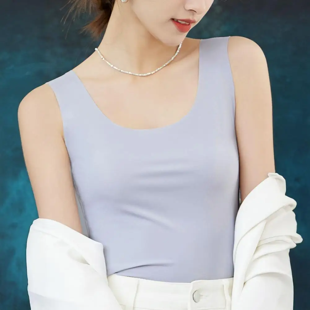 Nylon Spandex Tank Top Ice Silk Tank Top Scoop Neck Sleeveless Camisole Top Basic Summer Cami Blouse Casual Workout Shirts 85