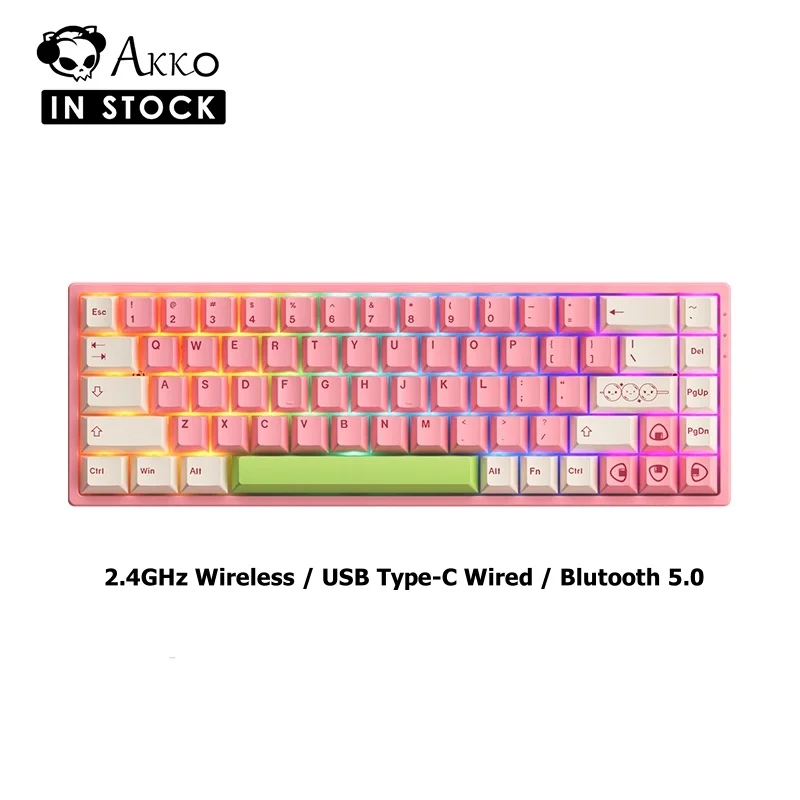 Akko New 3068B Plus Mochi & Dango 65% 68-Key Tri-mode Mechanical Keyboard 5-Pin Hot-swappable with RGB Backlight Gaming Keyboard