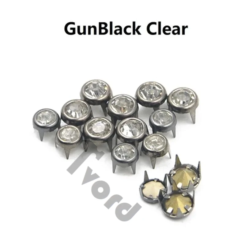 Garment Rivets 6mm 7mm 8mm 10mm Round Crystals Clawed Rhinestone Rivets Diamond Studs For Nailhead Fashion Leathercraft DIY