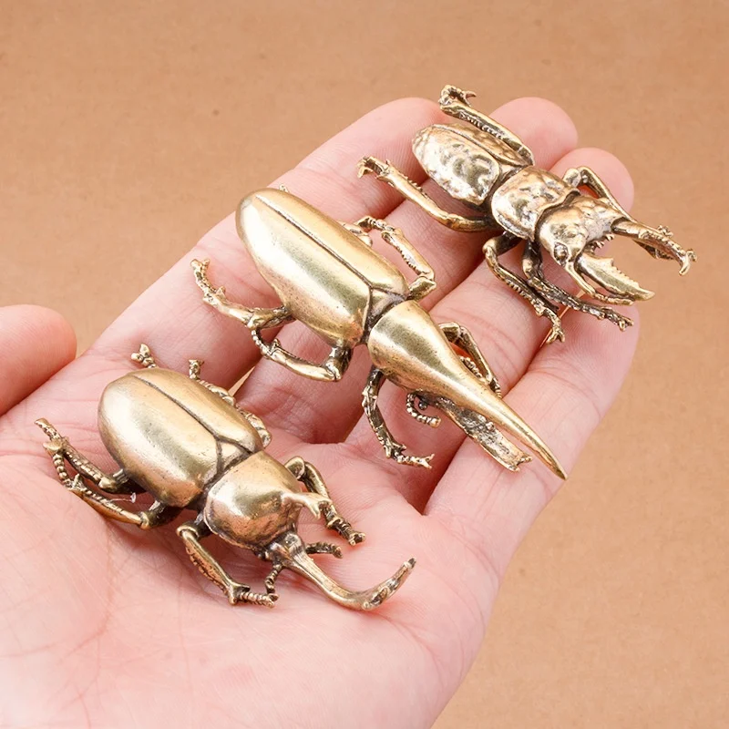 

Solid Brass Beetle Ornaments Creative Unicorn Fairy Simulation Copper Insect Tea Pets Hand-played Home Desktop Decoration Gifts