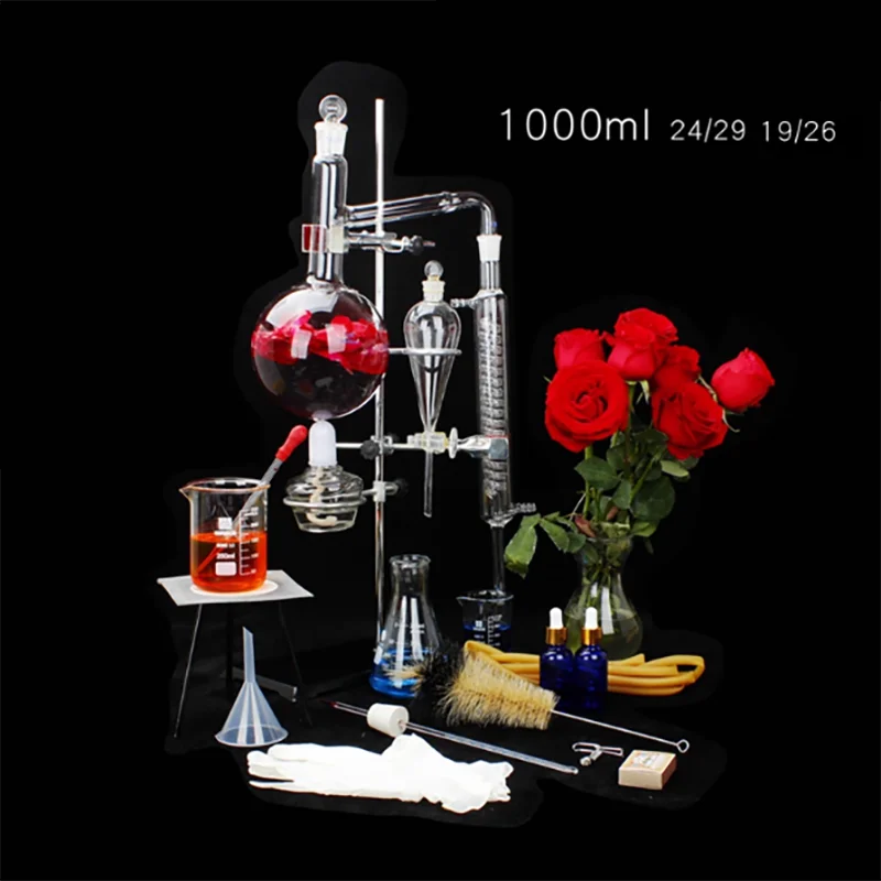 

All-glass distilled water device 1000ml petal purification essential oil extractor toilet water chemistry laboratory equipment