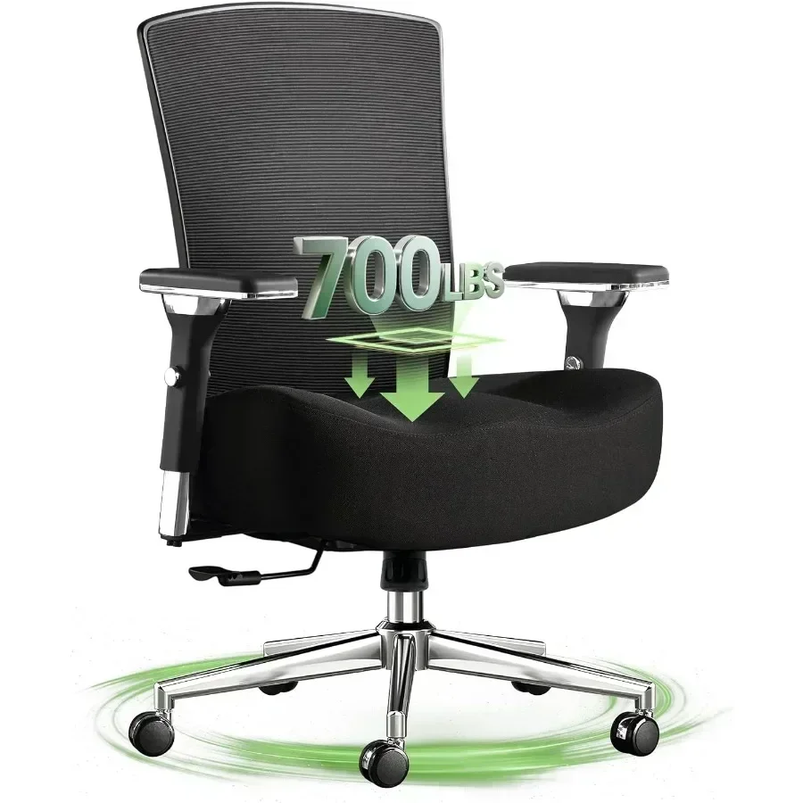Big and Tall Office Chair 700lbs with Ergonomic W Wide Thick Seat Cushion, Oversized Mesh Desk Chair with Adjustable Lumbar Sup