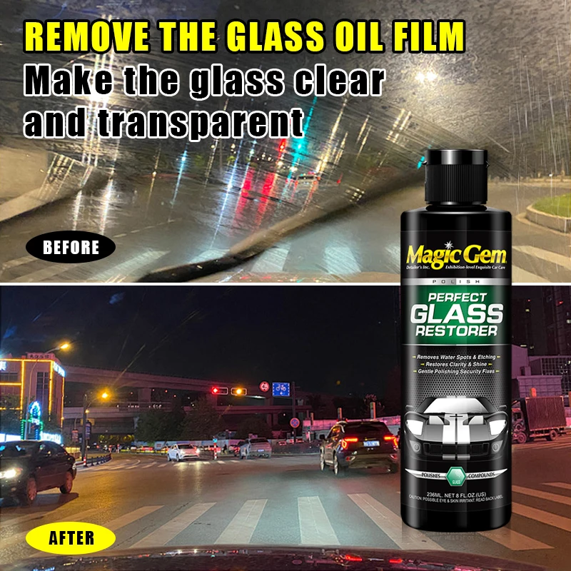Magic Gem M24 Car Glass Film Remover Windscreen Cleaner Removes Film And Water Spots Prevents Glare Restores Clarity Of Vision