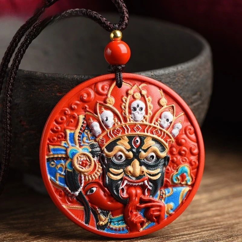 Cinnabar Painted Zakiram God of Wealth Pendant for Men and Women