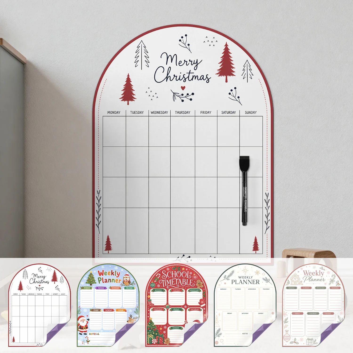 Self‑Adhesive Dry Wipe Weekly Organizer Sticker 30×40cm Foam Plan Board for Fridge Tile Wood Office Household Planning