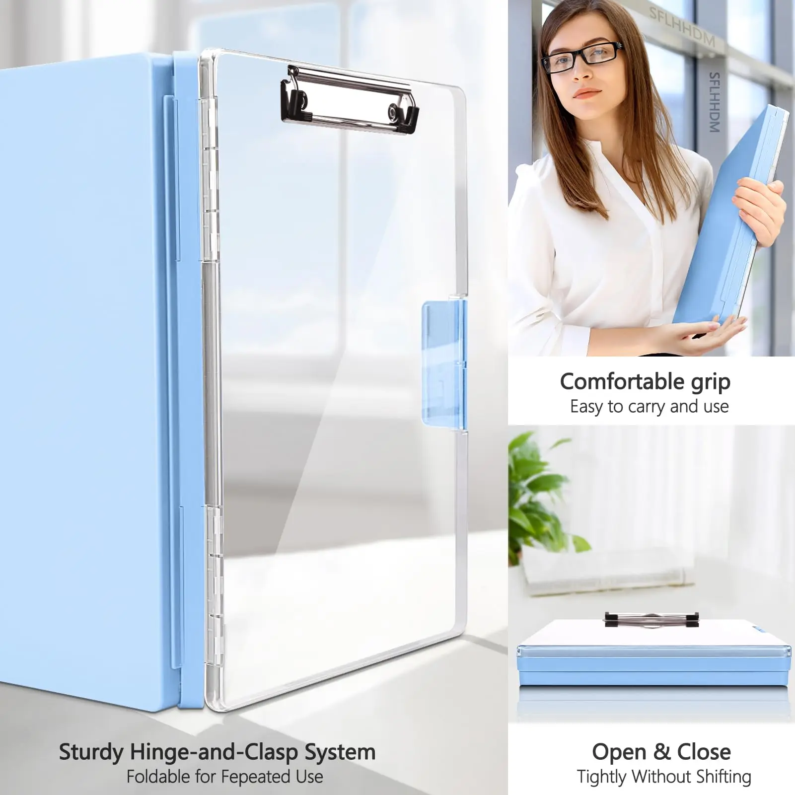 คลิปบอร์ดมีพื้นที่เก็บของ 34x24 ซม. คลิปบอร์ดเก็บของสําหรับงานหนัก คลิปบอร์ดพลาสติกพร้อมช่องเปิดด้านข้างพับ