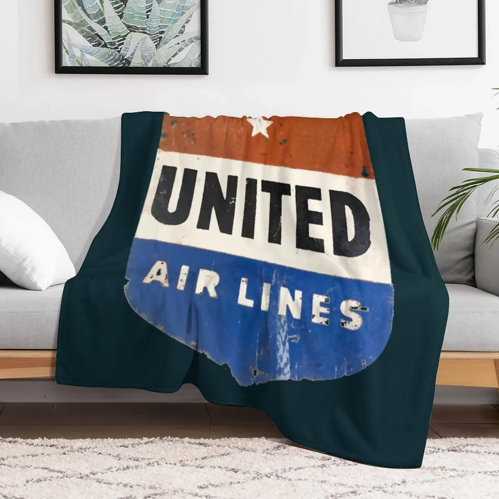 United Air Lines - Vintage Throw Blanket Ultra Plush Cozy Blanket for Napping Sleeping
