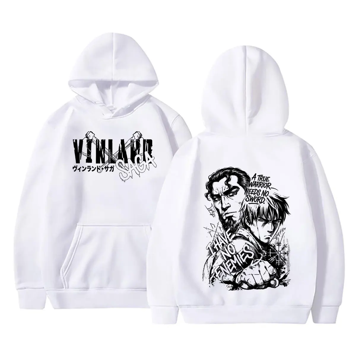 Anime Vinland Saga Thorfinn A True Warrior Needs No Sword I Have No Enemies Hoodie Men Women Manga Oversized Pullover Hoodies