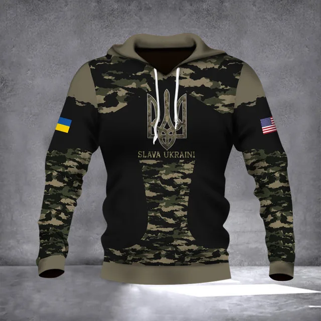 New Ukrainian national emblem Canada Flag Camo printed hoodies 3D Men Women casual pullover military hooded Sweatshirt clothing