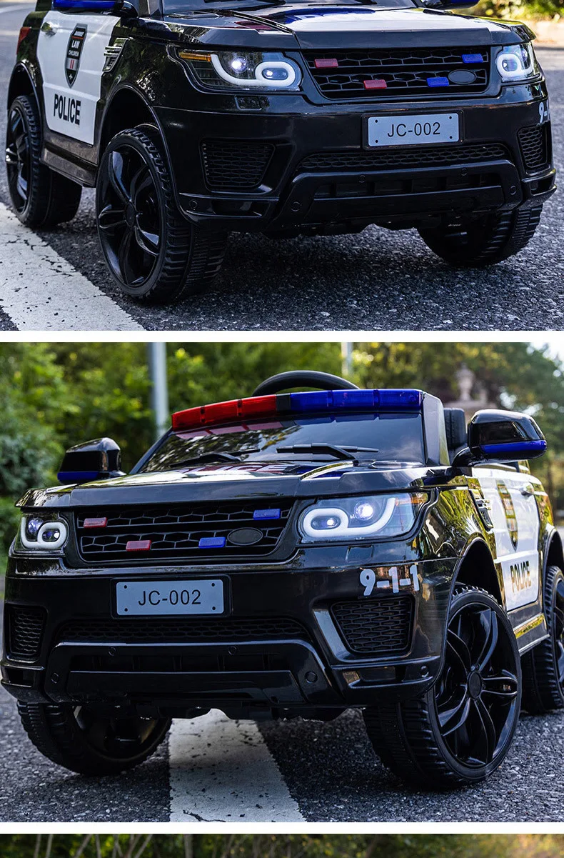 Cool Boy Exclusive Cosplay Police Electric EVA Wheel Drive 110cm Car Remote Control Toy Car 2-8 Years Old Child Car