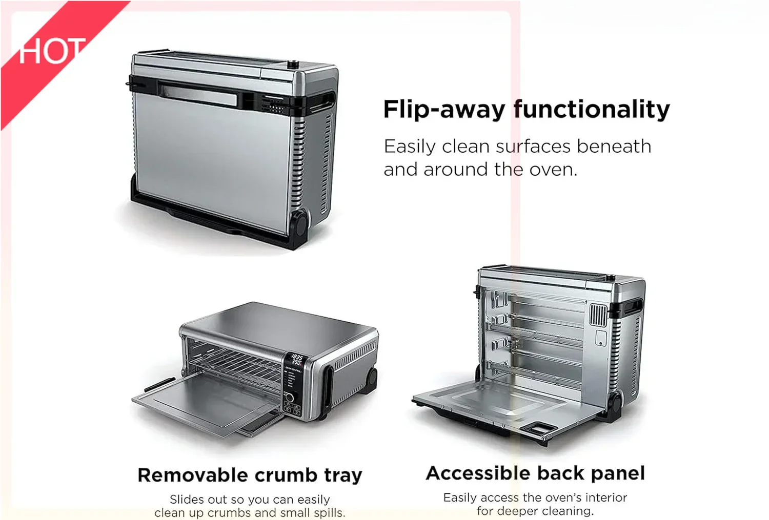 

(XMSJ)SP101 Digital Air Fry Countertop Oven with 8-in-1 Functionality, with Air Fry Basket, Wire Rack & Crumb Tray, Silver