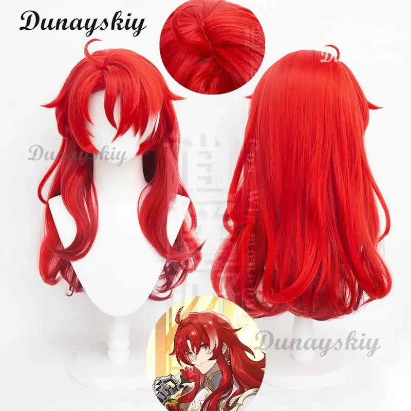 Game argenti Cosplay Wig Honkai Star Rail Men Red 70cm Long Wig Cosplay Anime argenti Wig Party Headgear Prop