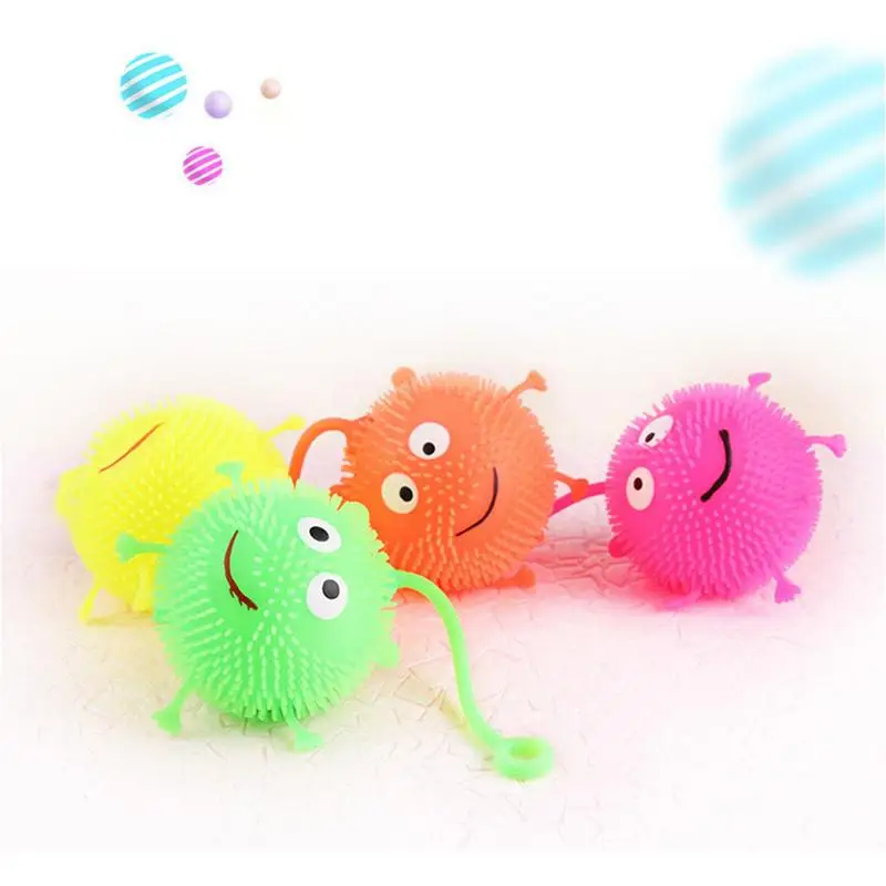 LED Bouncy Ball Glowing Sensory Ball Smile Face Flashing Toy Light Up Mouse Responsive Ball For Boys And Girls Party Favor