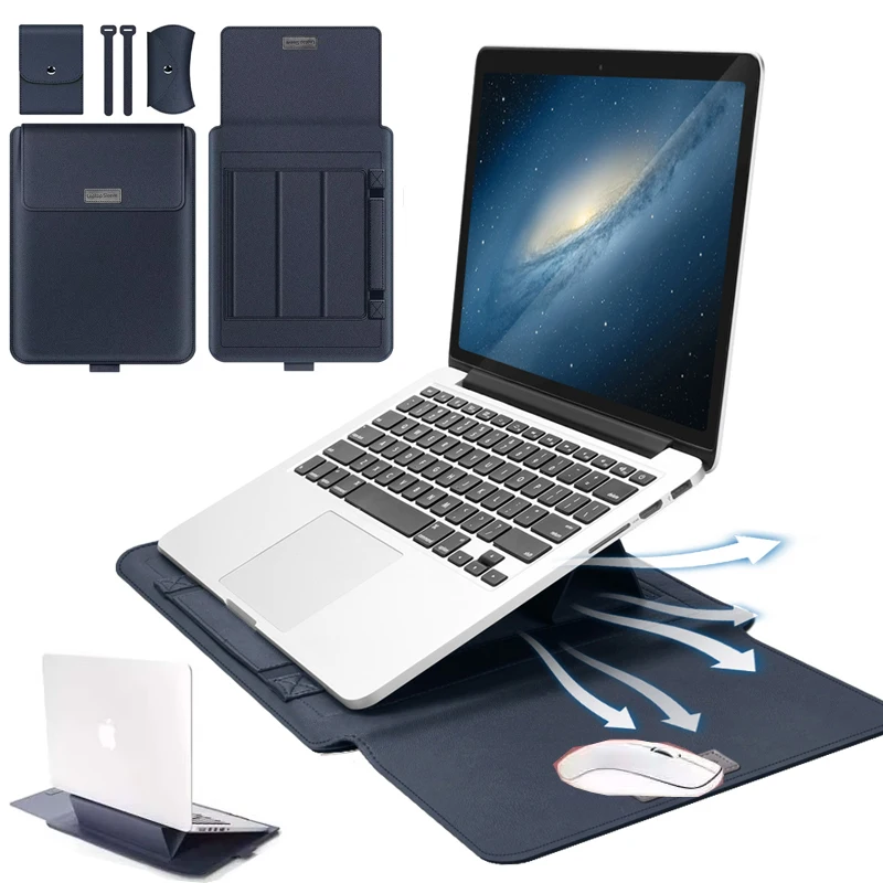 

for Microsoft Surface Book 3 2 Laptop Bag Flip Sleeve Stand Bracket Cable Belt Charger Mouse Bag PU Leather Waterproof CarryCase