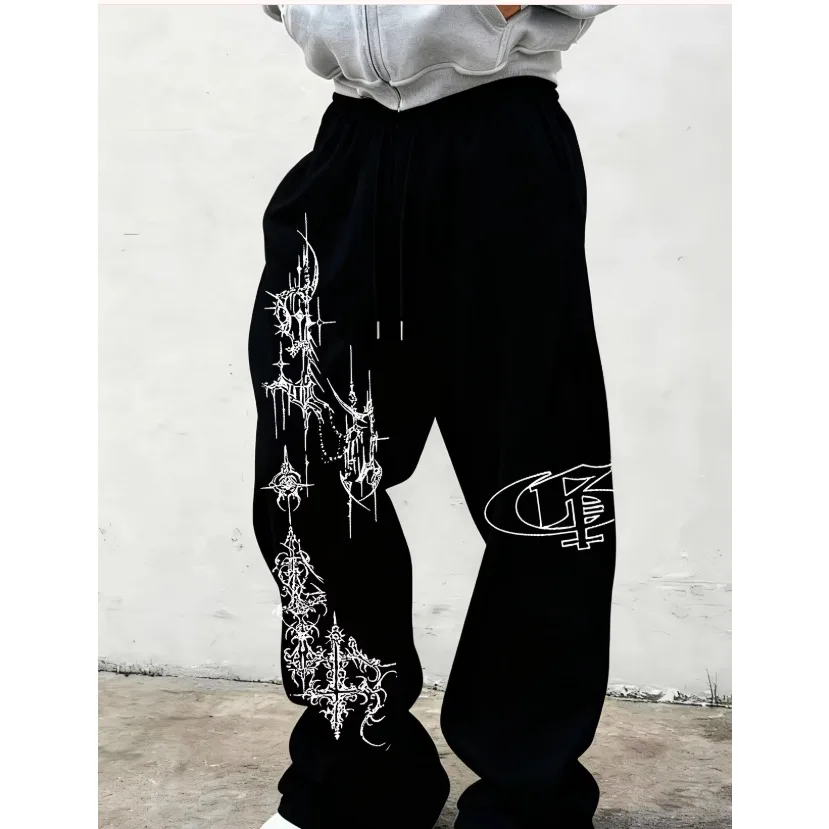 

Casual Long Pants, Straight-leg Printed Pattern Wide-leg Pants for Men and Women, Autumn and Winter Pants
