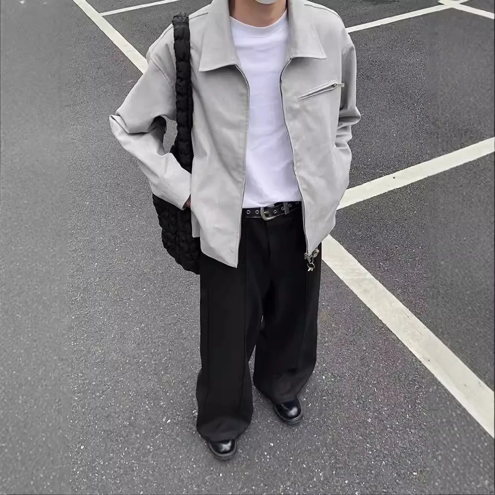 Grey Wear Three-dimensional Cutting Short Coat Simple Style Jacket Niche Casual Top