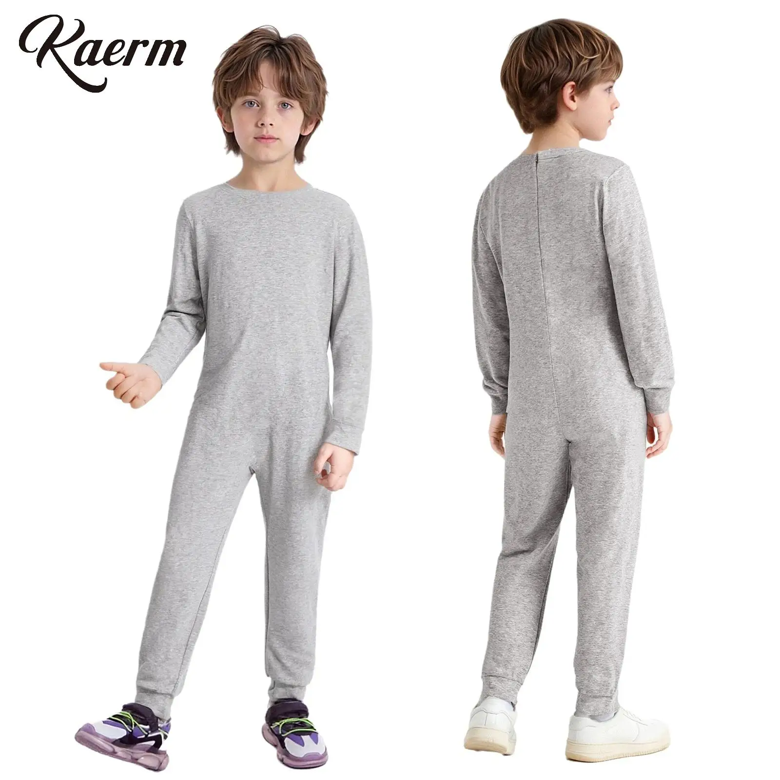 Adaptive Kleidung für Kinder und Kinder, langärmelig, Baumwoll-Overall, Strampler aus weicher Baumwolle für empfindliche Haut, ganztägiger Komfort