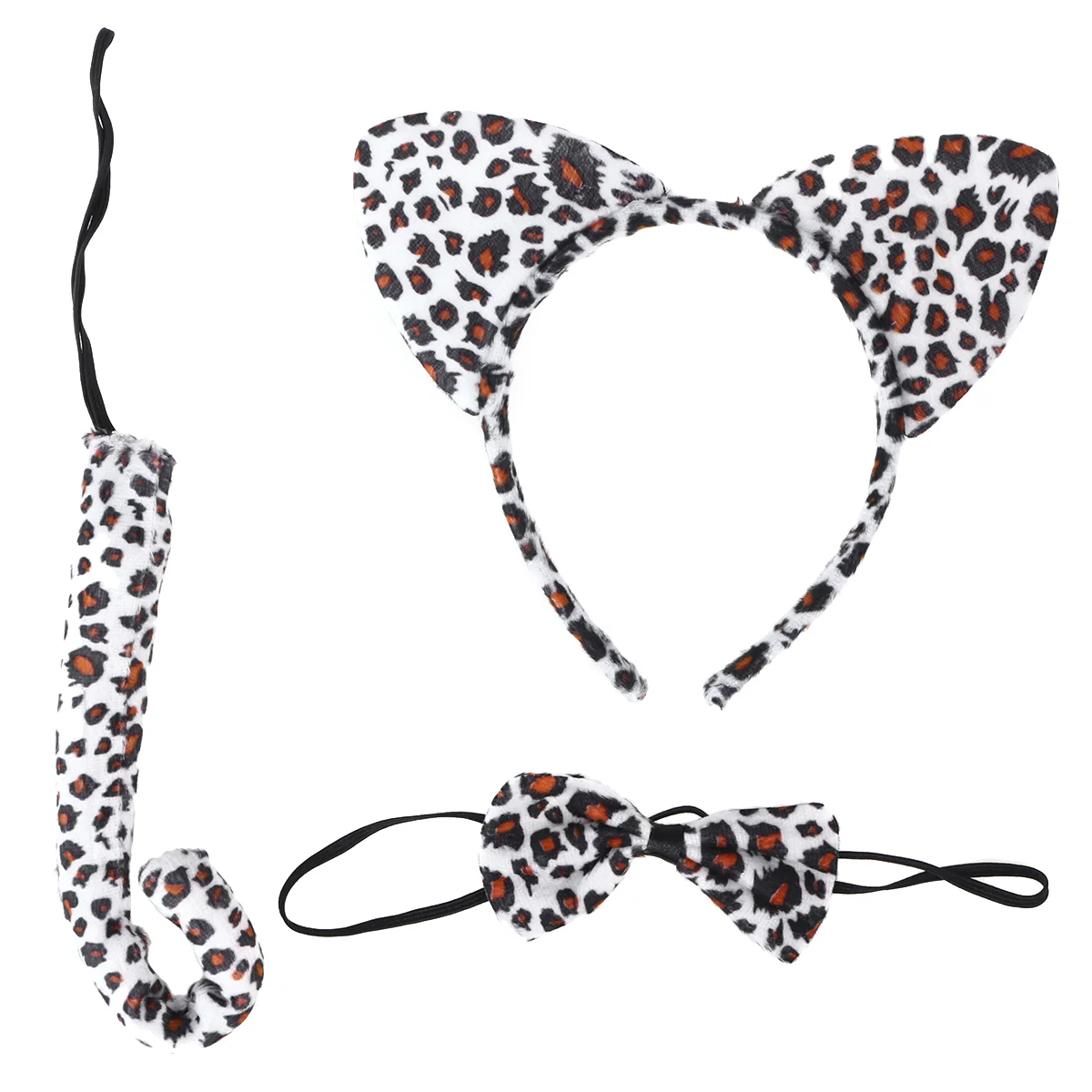 3Pcs Kids Cat Ears Headband Bow Ties Tail Set Party Cosplay Costume ( Leopard Print) cat cosplay cat cosplay set