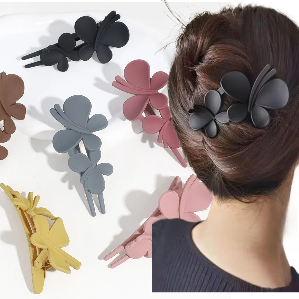 

Заколки для волос для девочек, двойная бабочка, утконос, когти для волос, заколки для волос в стиле ретро, аксессуары для женщин, заколки, хвост, головные уборы, модные