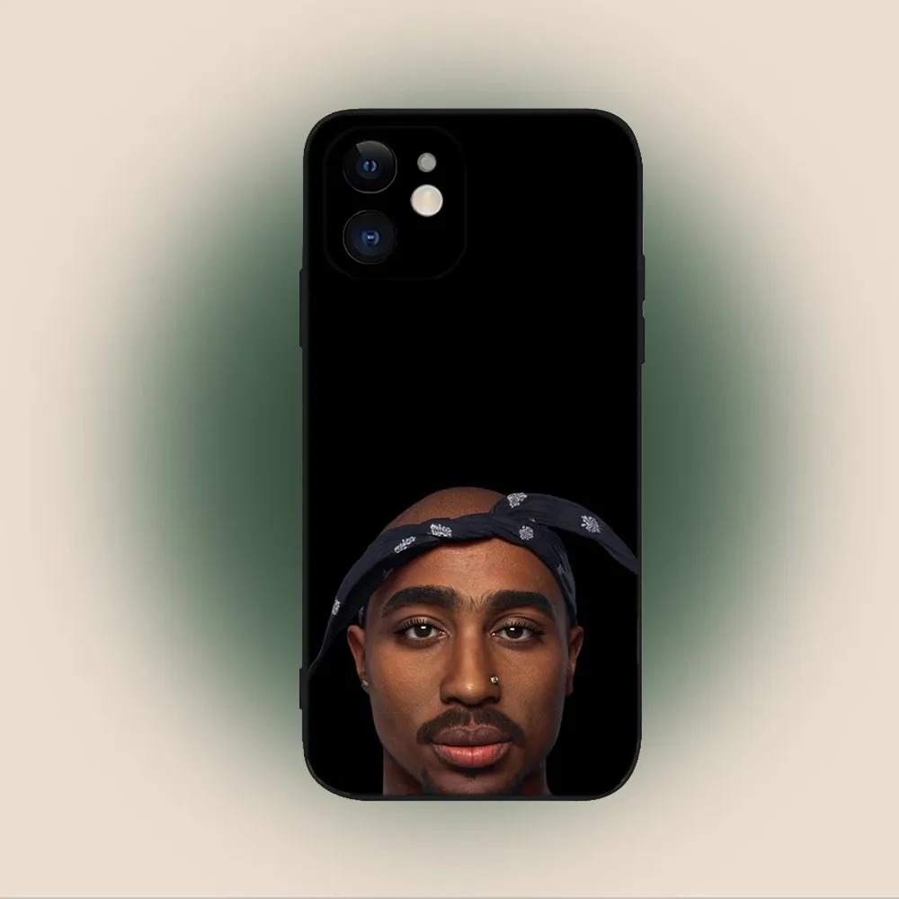 Hiphop Rap 2Pac Tupac Shakur Phone Case For iPhone 15,14,13,12,11,Plus,Pro Max,XS,X,XR,SE,Mini,8,7 Soft Silicone Black Cover