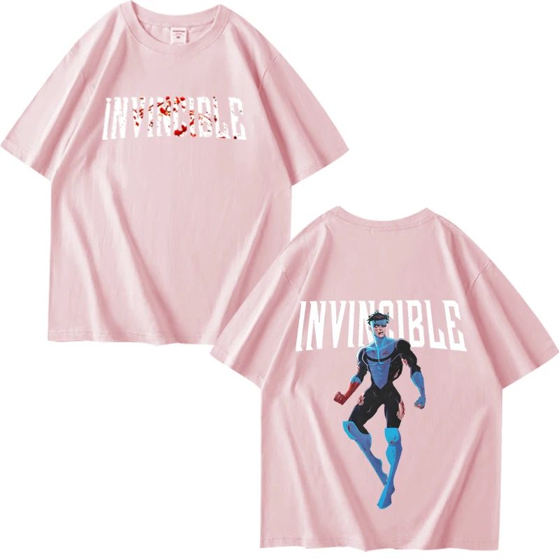 Invincible Blood Splat Logo Merch T Shirt men women manga  Oversized 100% Cotton short sleeve Summer print Unisex plus size tops