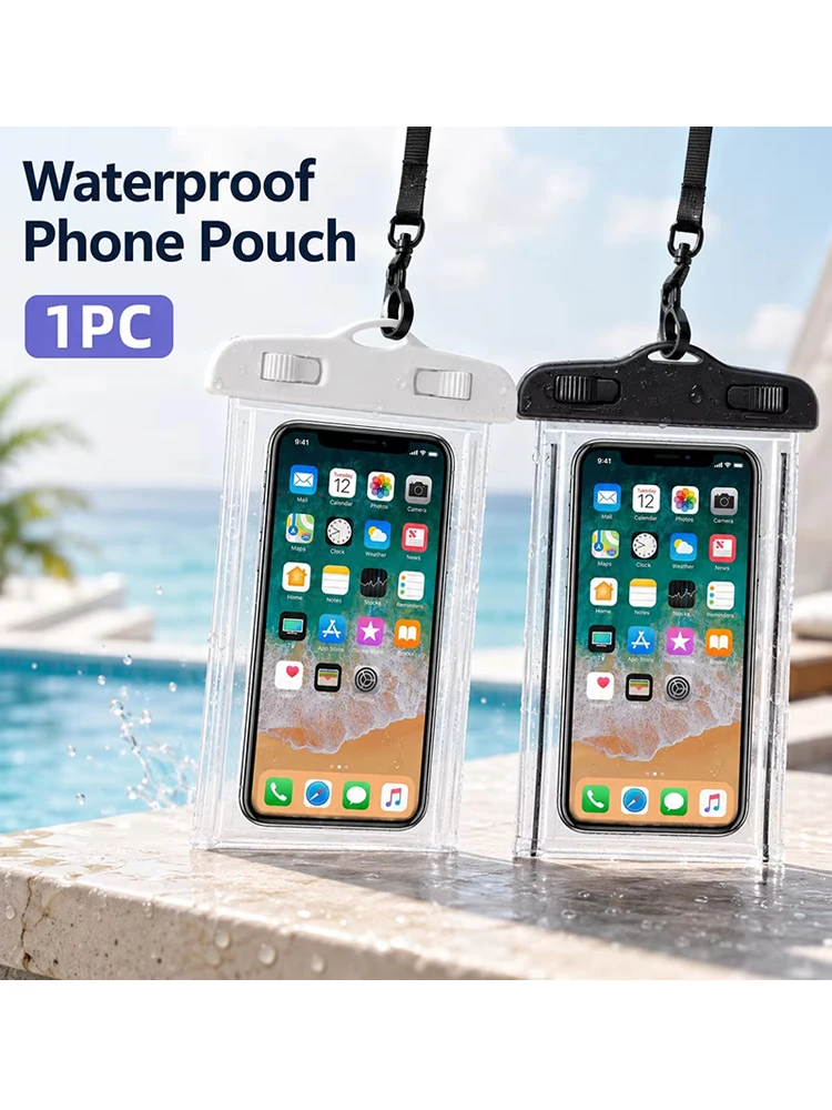 Transparente Wasserdichte Handyhülle zum Umhängen, Berührungsempfindliche Wasserfeste Tasche für Outdoor, Strand und Schwimmen, Handy-Aufbewahrungshülle