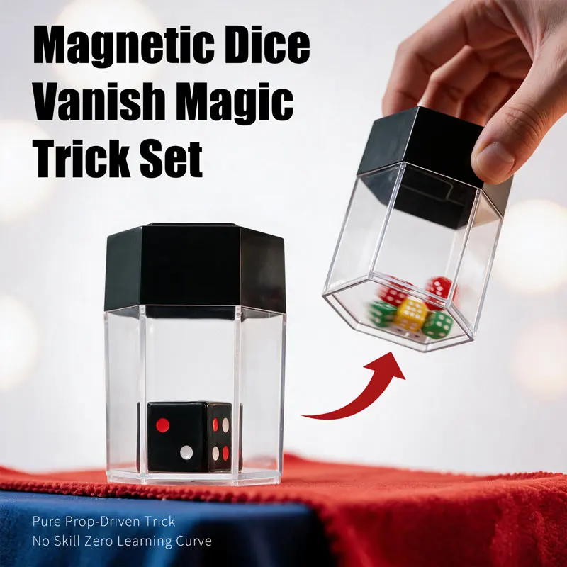 Close Up Magic Illusion Magnetic Dice Vanishing Box Explosion Dice Change Trick Street Magic Show Prank Magician Beginner Toy