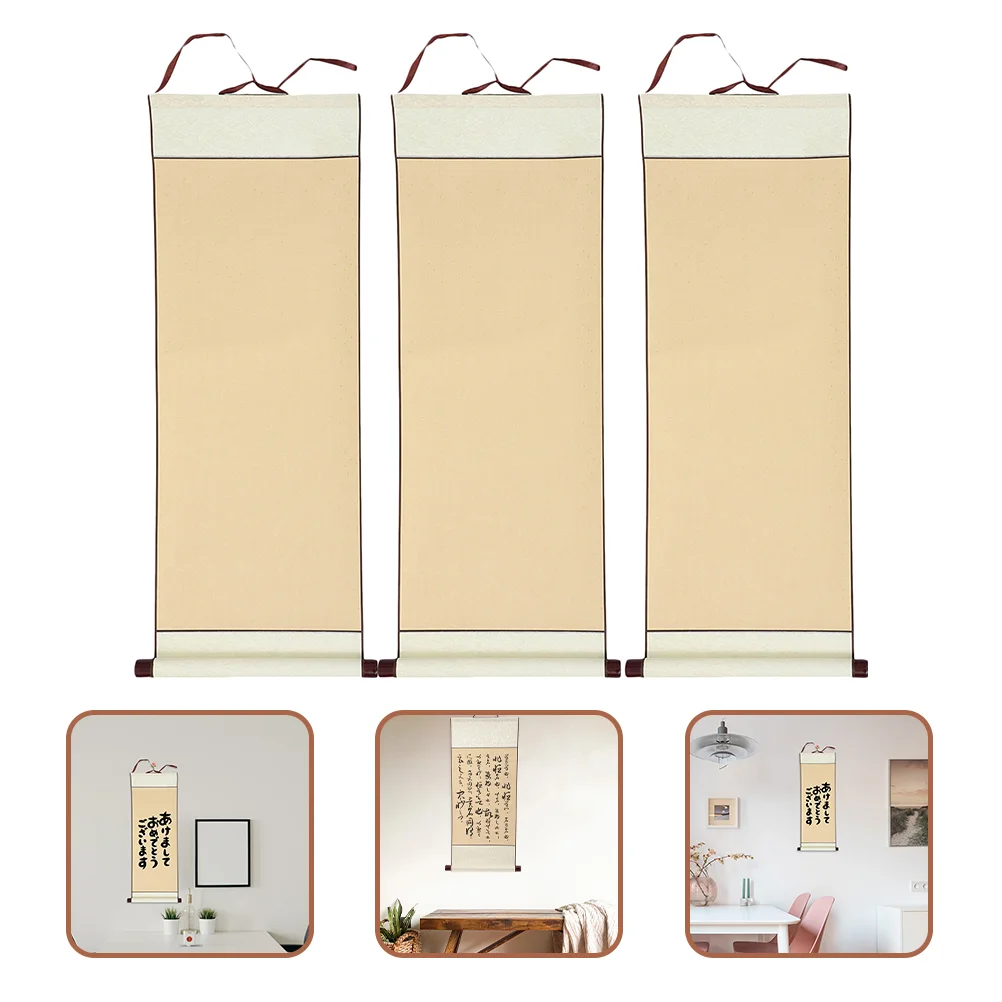 3 Pcs Blank Scroll Painting Supply Parchment Picture Wall Home Supplies Chinese Paper Calligraphy for Writing