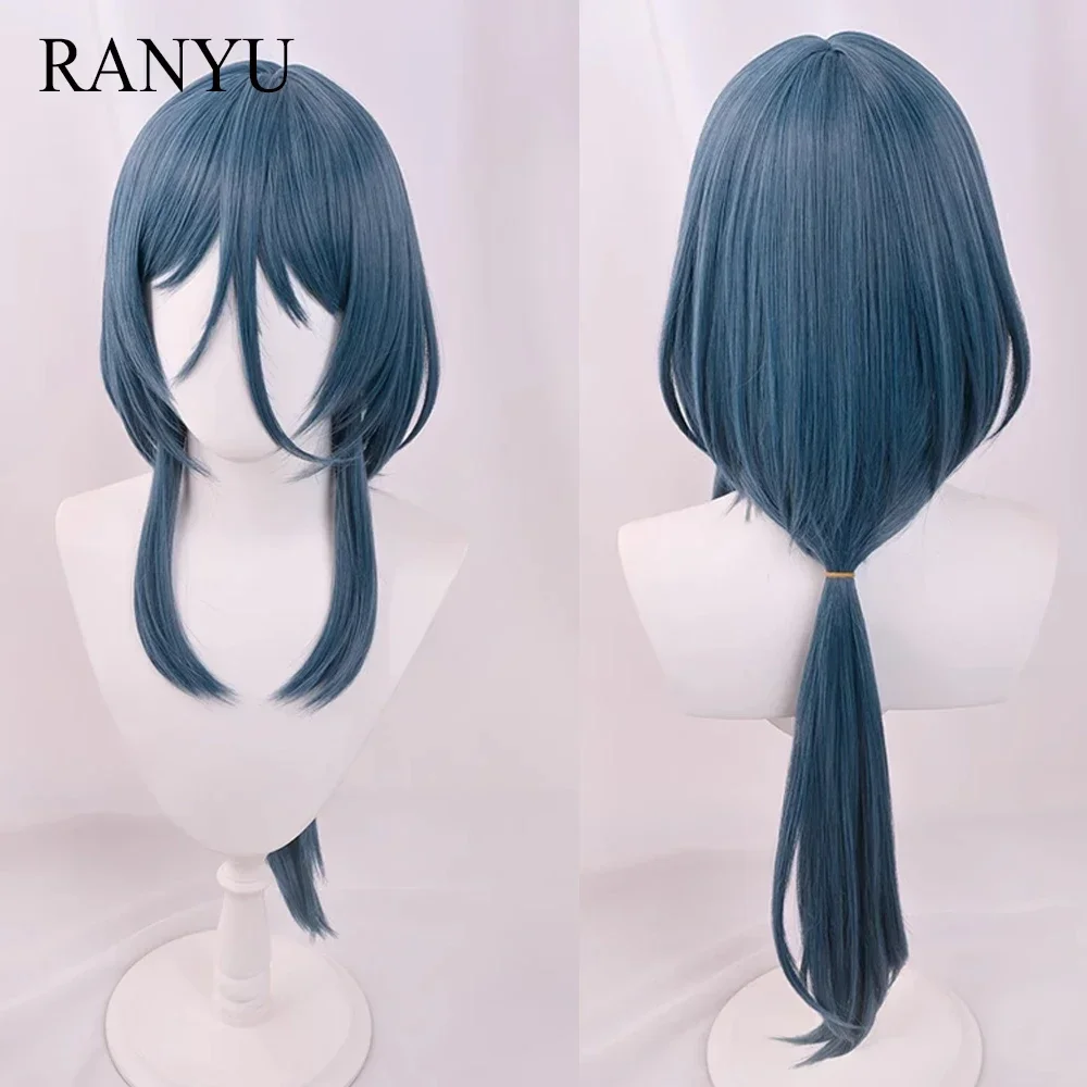 RANYU Honkai Star Rail Natasha Wigs Long Straight Synthetic Grey Blue Game Cosplay Hair Wig For Party