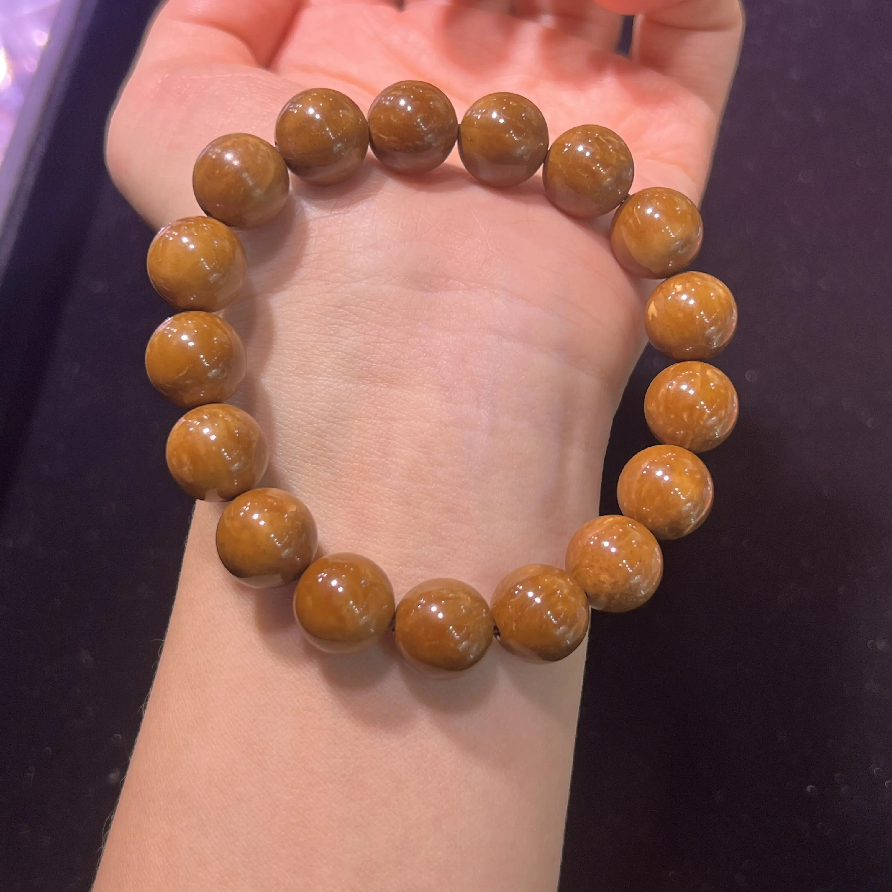 Chinese Style Good Luck Blessing Fortune Attracting 12mm High Polished High Density Kuka Nut Round Beads Single Strand Bracelet
