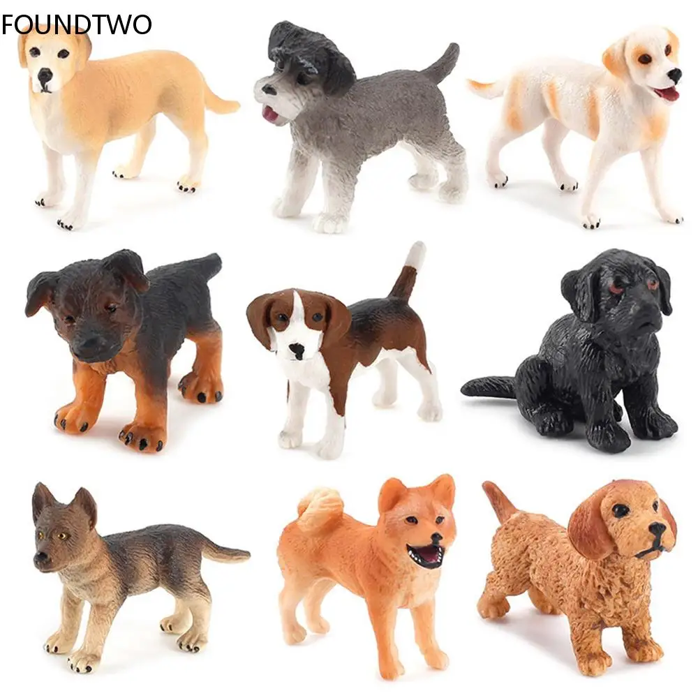 Mini figuras de cachorros de perro en miniatura, simulación, Mini modelos de perro, estatuilla, adorno de escritorio, bonsái, decoración de casa de